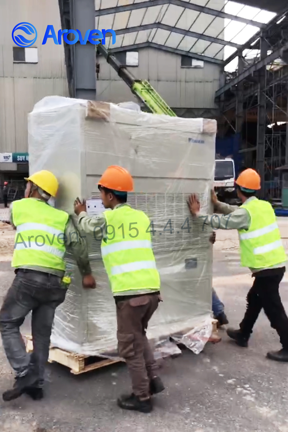 Aroven thi công điều hòa packaged nối ống gió, giải nhiệt nước1